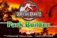 Jurassic Park III - Park Builder Title Screen